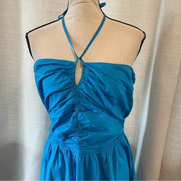 LOFT Keyhole Halter Midi Dress Turquoise NWT Sz 12 Petite - Picture 4 of 8